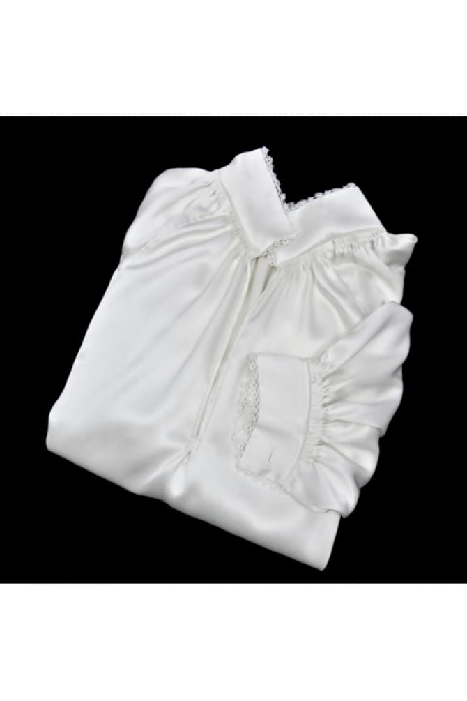 Skjorte silke, hvit med nuperelle